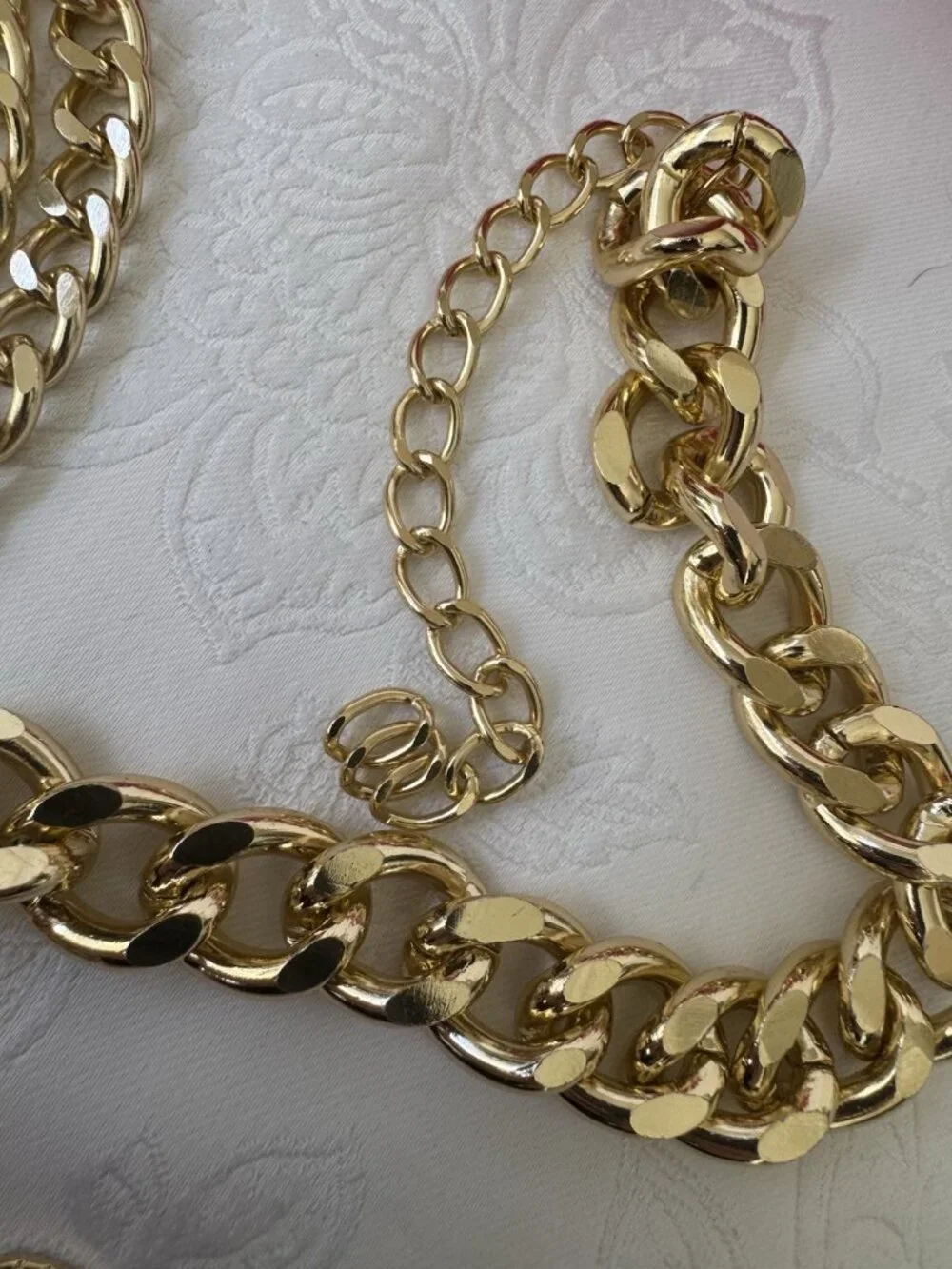 Belt Long Rope Link Chain Shiny Goldtone Adjustable 3 Layer Women's Y2K 33